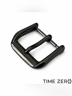 Black Polished Steel Replacement Watch Buckle for Time Zero Leather Strap Band